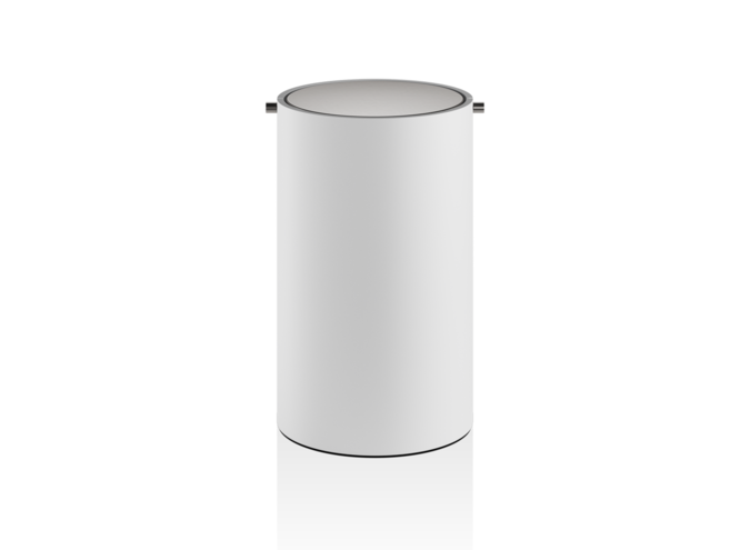 Paper bin with lid Stone - White / Stainless steel matt