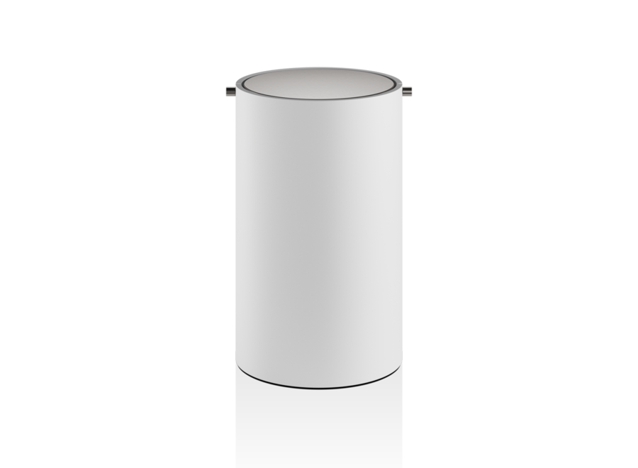 Poubellerequin avec couvercle 'Stone' - White / Stainless steel matt