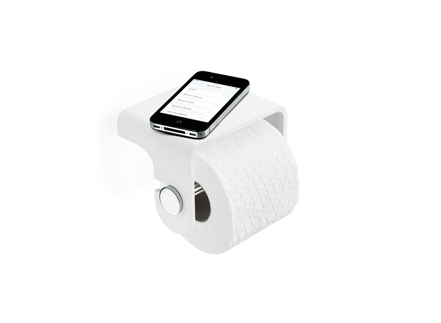 Toilet paper holder 'Stone' TPH4 - White matt / Chrome