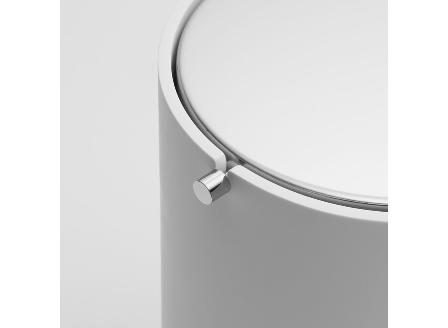 Poubellerequin avec couvercle 'Stone' - White / Stainless steel matt