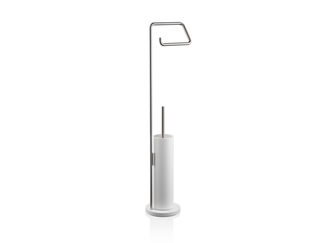 Toilet brush set Stone SBK - White / Stainless steel matt
