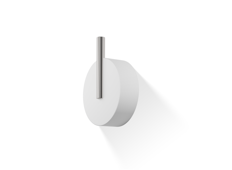 Wandhaak 'Stone'  - Large - White / Stainless steel matt