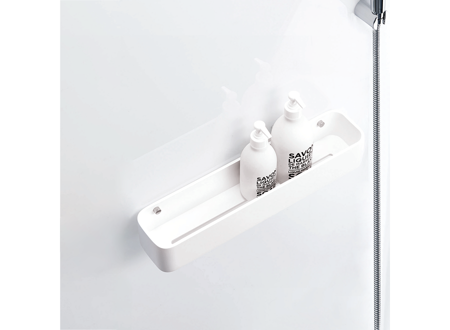 Shower basket 'Stone' - Wall mounted - White / chrome