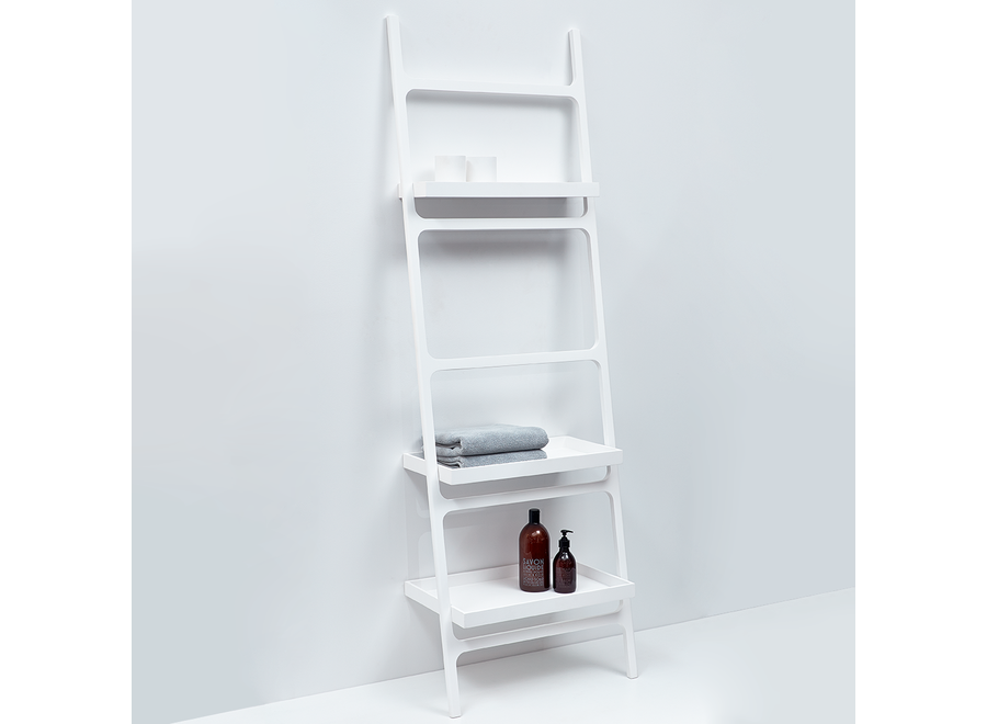 Handdoek ladder met planken 'Stone'  - Wandbevestiging - White matt