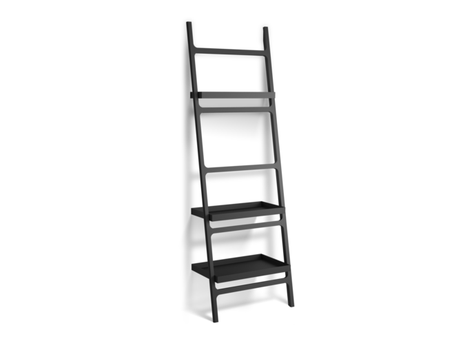 Towel ladder with shelves Stone - Wall mounted - Black matt