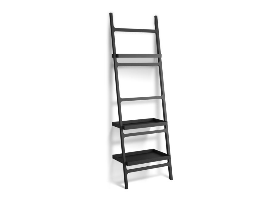 Handdoek ladder met planken 'Stone'  - Wandbevestiging - Black matt