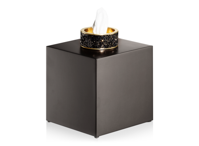 Tissue box Rocks - Dark metal matt / Gold matt