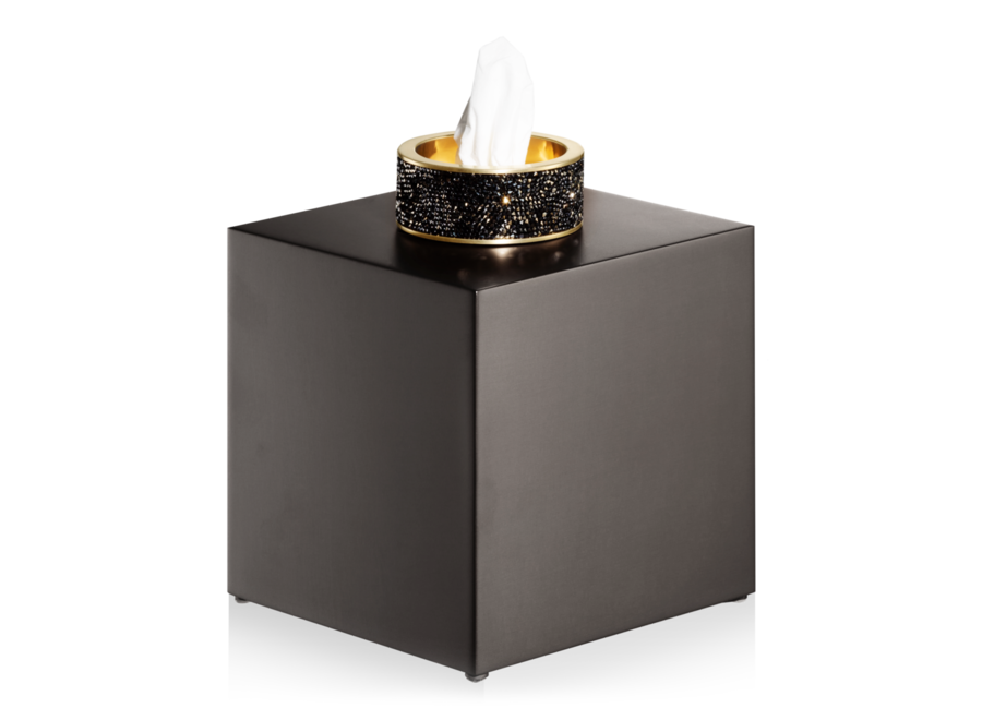 Tissue box 'Rocks' - Dark metal matt / Gold matt