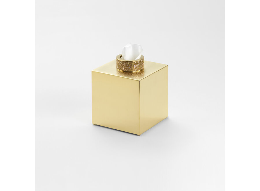 Tissue box 'Rocks' - Gold matt