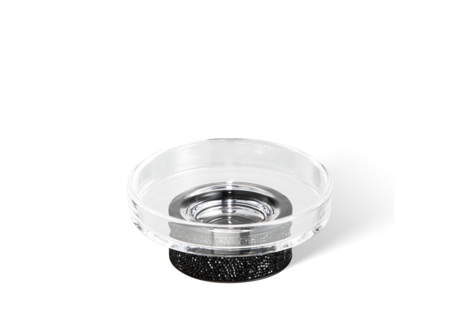 Zeepbakje 'Rocks' - Black Matt / Clear Glass