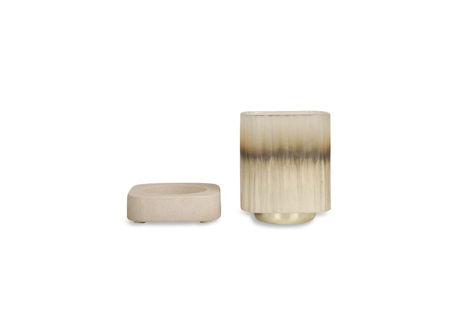 Teelicht 'Ine' - Smoke/Beige