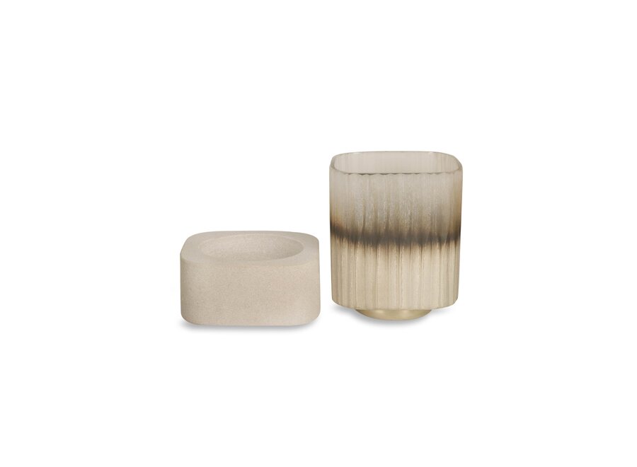 Windlicht 'Ine' - Smoke/Beige - XS
