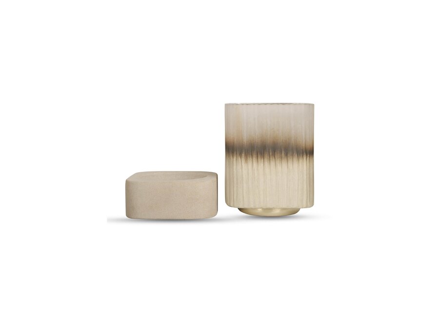 Windlicht 'Ine' - Smoke/Beige - S