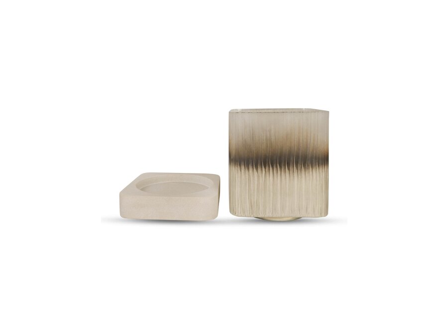 Windlicht 'Ine' - Smoke/Beige - L