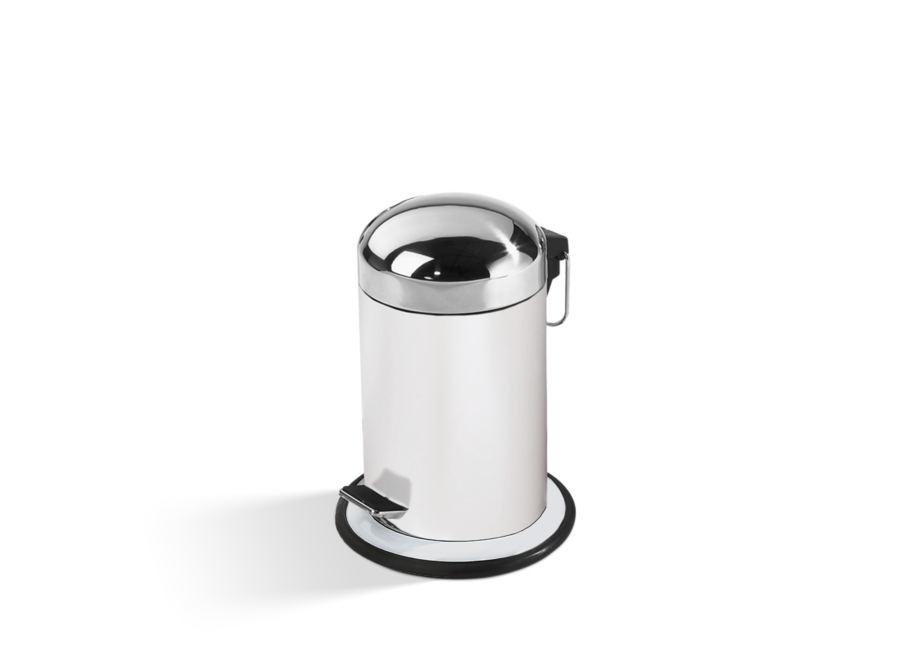 Pedal bin 'Basic'  - White / steel polished