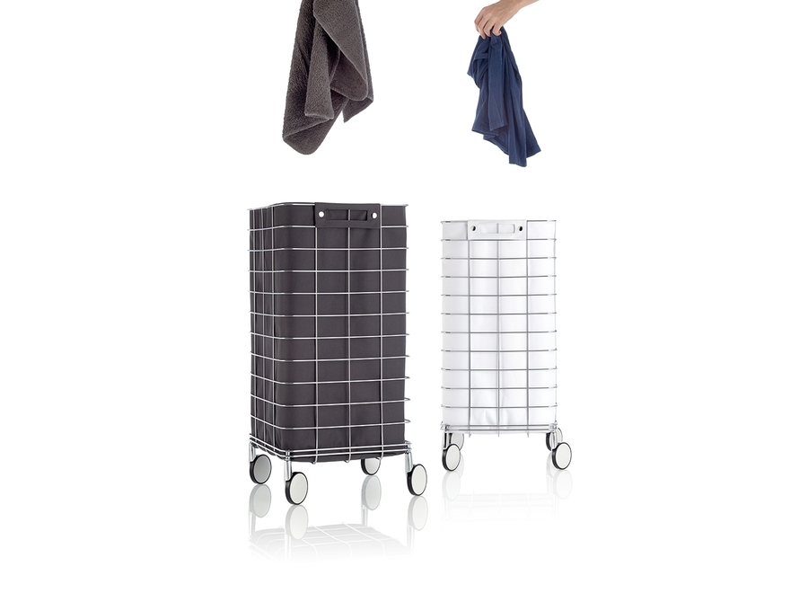 Panier à linge 'Basic' - Chrome / white