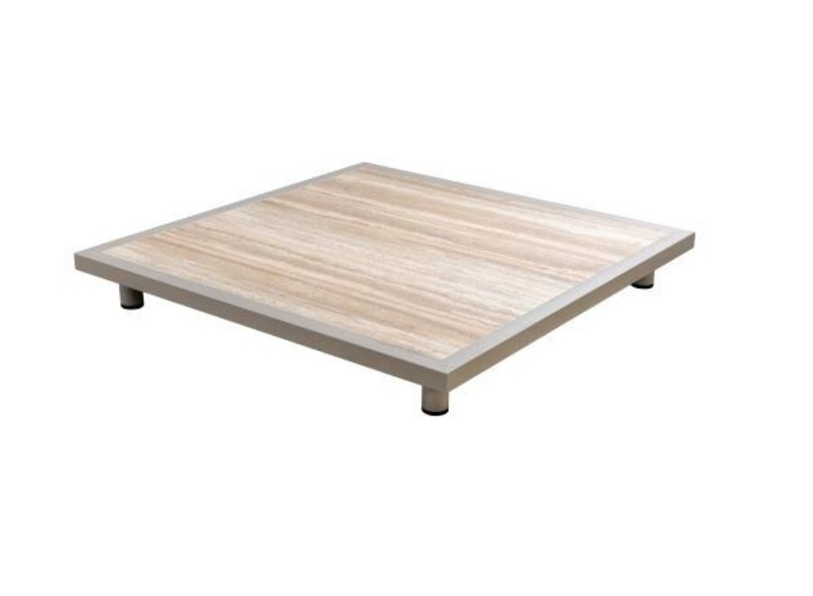 Table basse 'Vallon' - Square - Salix/Travertin