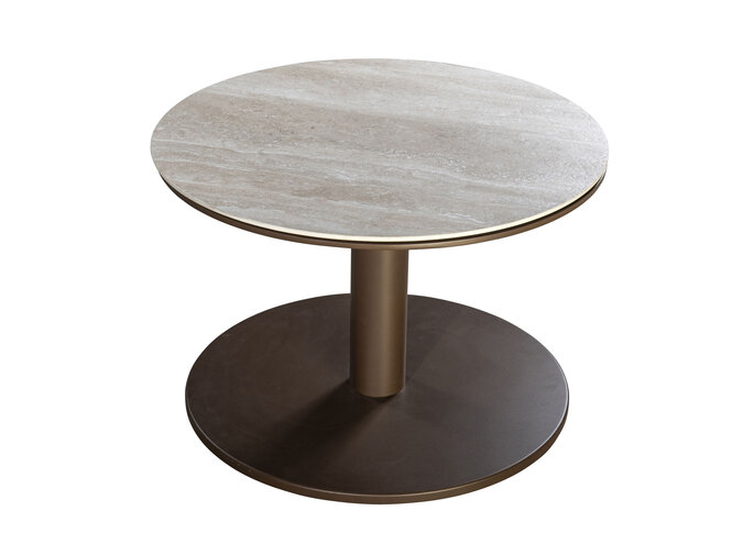 Table d'appoint 'Millor' - Bronze/Travertin - Ø60