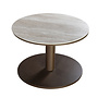 Bijzettafel 'Millor' - Bronze/Travertin - Ø60