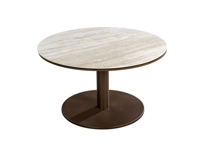 Table d'appoint 'Millor' - Bronze/Travertin - Ø80