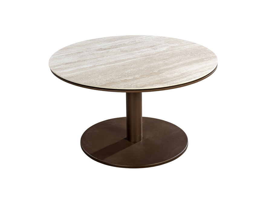 Table d'appoint 'Millor' - Bronze/Travertin - Ø80