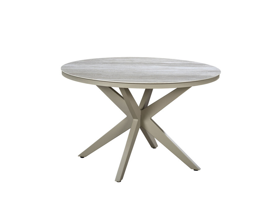 Round dining table 'Calma' - Salix/Travertin