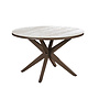 Round dining table 'Calma' - Bronze/Travertin