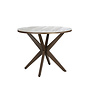 Table haute ronde 'Calma' - Bronze/Travertin