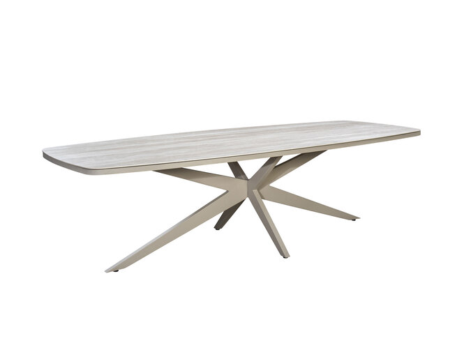 Oval dining table 'Calma' - Salix/Travertin