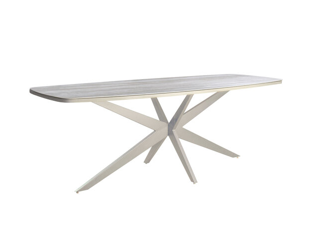 Table à manger Ovale élevé 'Calma' - Salix/Travertin