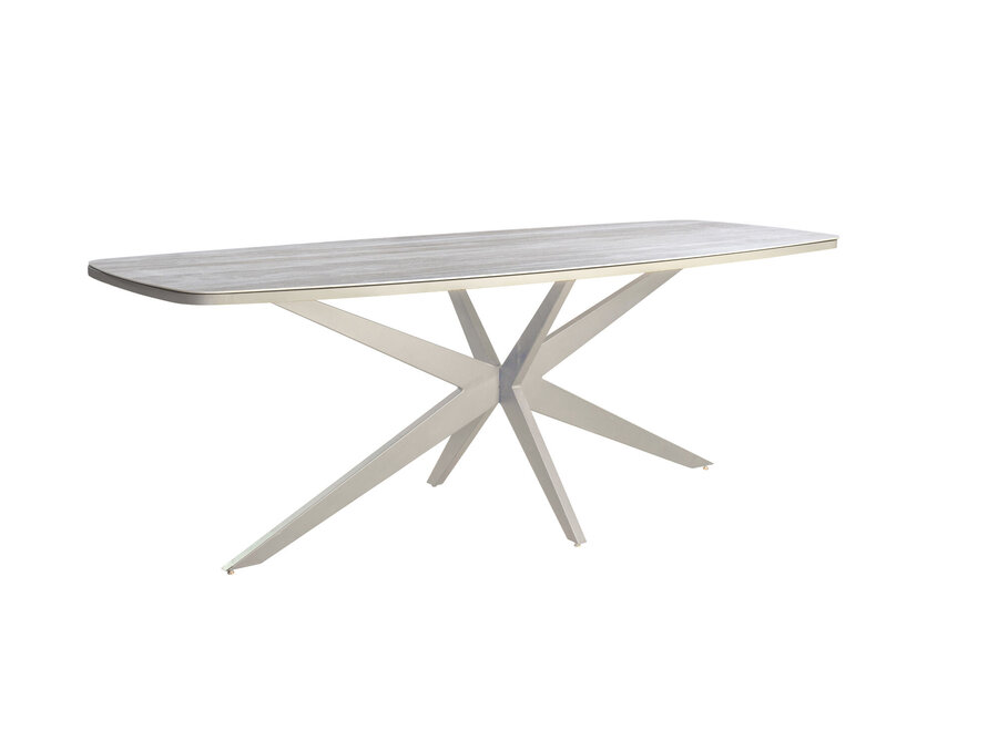 Table à manger Ovale élevé 'Calma' - Salix/Travertin