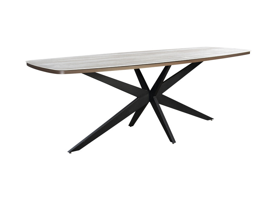Table à manger Ovale élevé 'Calma' - Bronze/Travertin