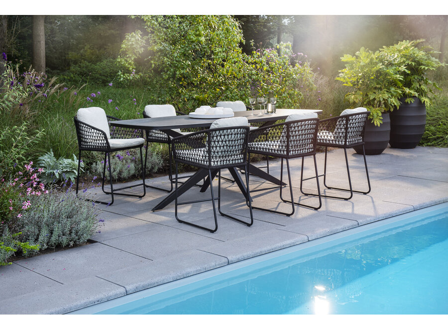 Oval hoch Esstisch 'Calma' - Black/Slate