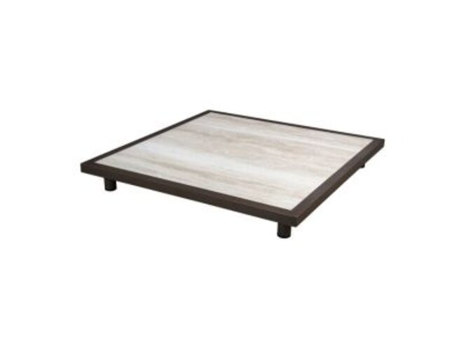 Table basse 'Vallon' - Square - Bronze/Travertin