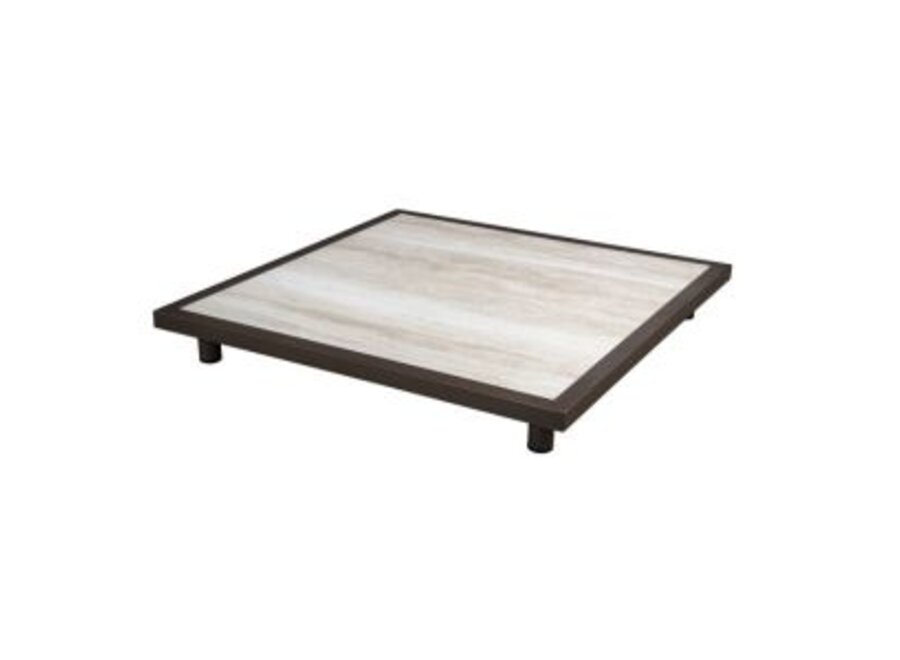Table basse 'Vallon' - Square - Bronze/Travertin