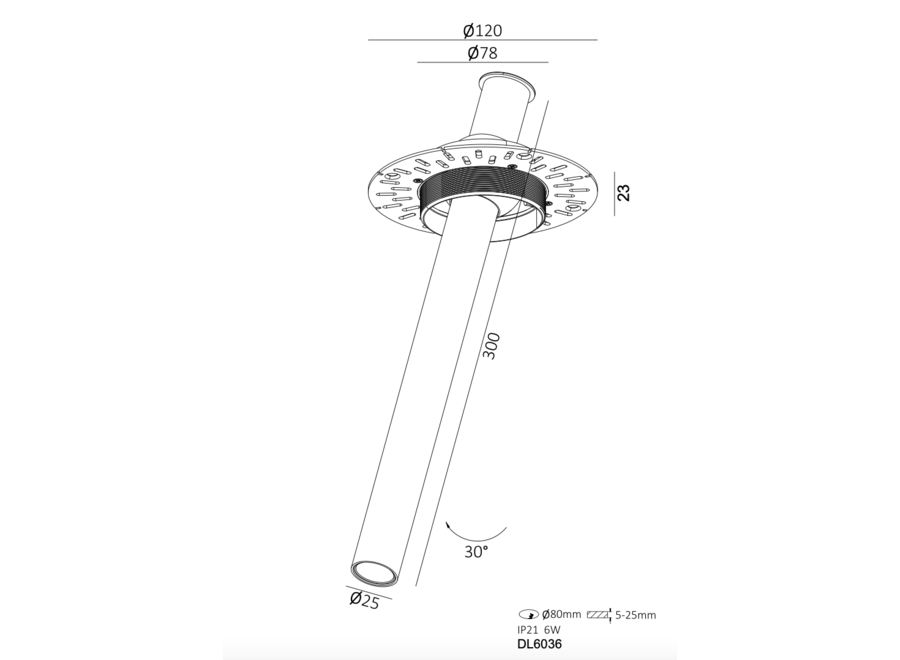 Spot orientable 'Lucia Tube' - 300 white