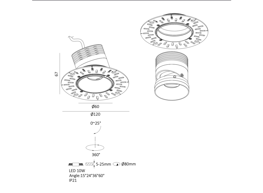 Spot LED orientable “Eleganza” - 60 mm - Bronze