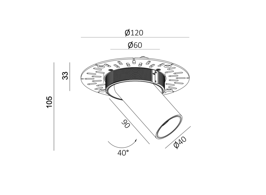 Spot LED orientable “Eleganza Tube” - 40 mm - Black