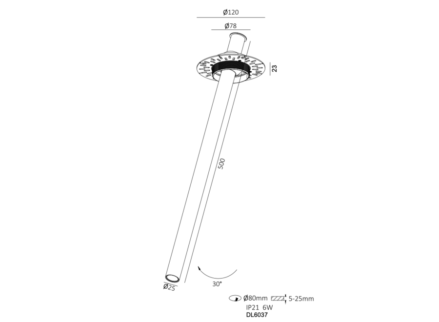 Verstellbarer Strahler 'Lucia Tube' - 500 Black