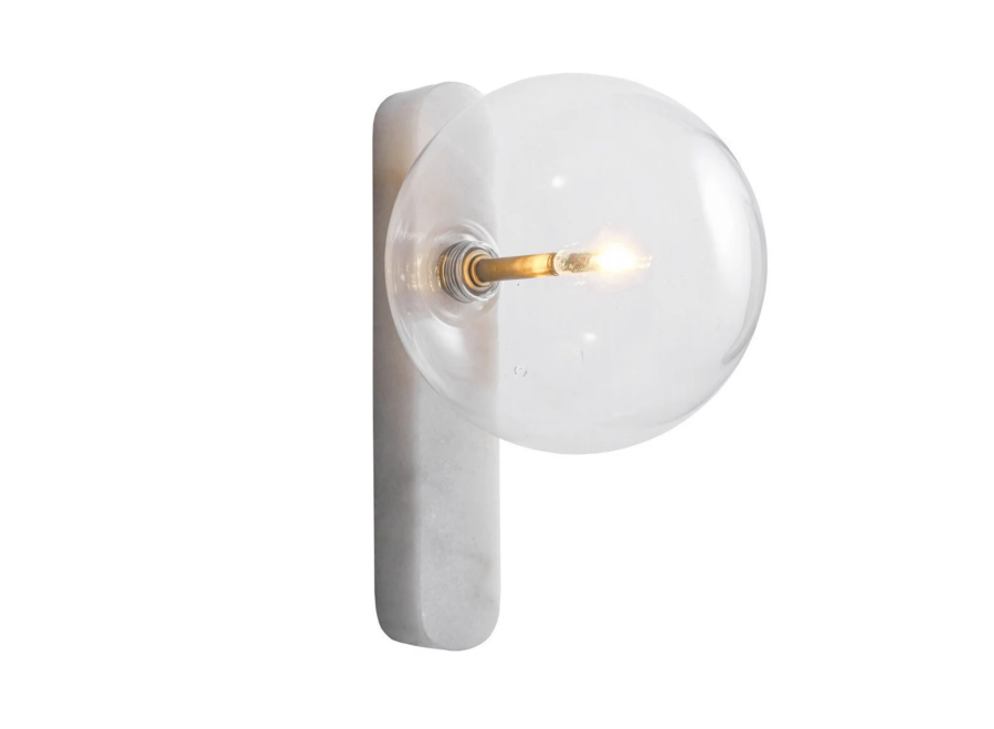 Wandlamp Sancerre - White Marble Clear Glass