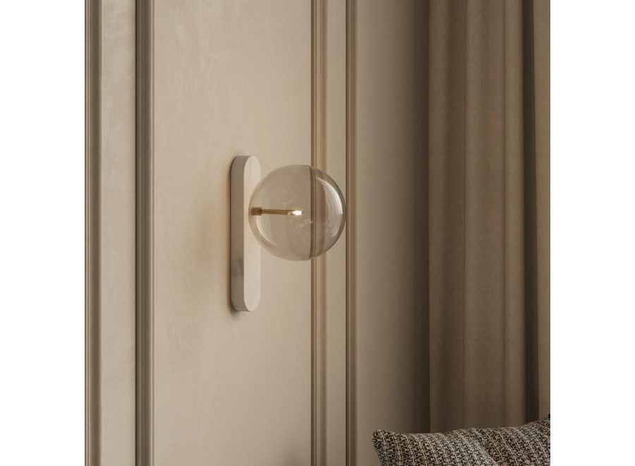 Wandlamp Sancerre - White Marble Clear Glass