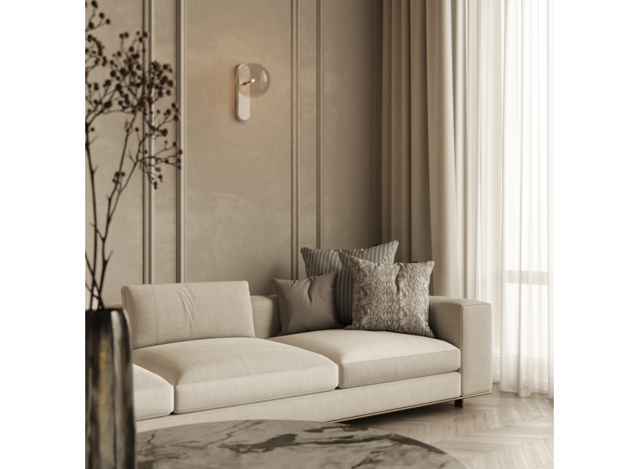 Wandlamp Sancerre - White Marble Clear Glass