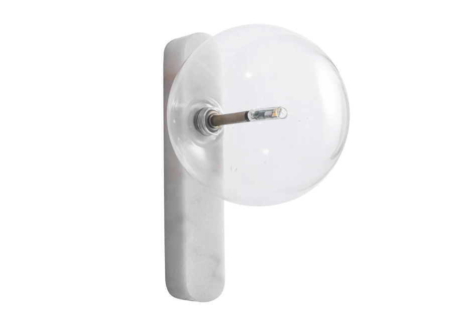 Wandlamp Sancerre - White Marble Clear Glass
