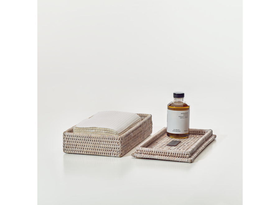 Storage box with lid 'Basket' - Light Rattan - S