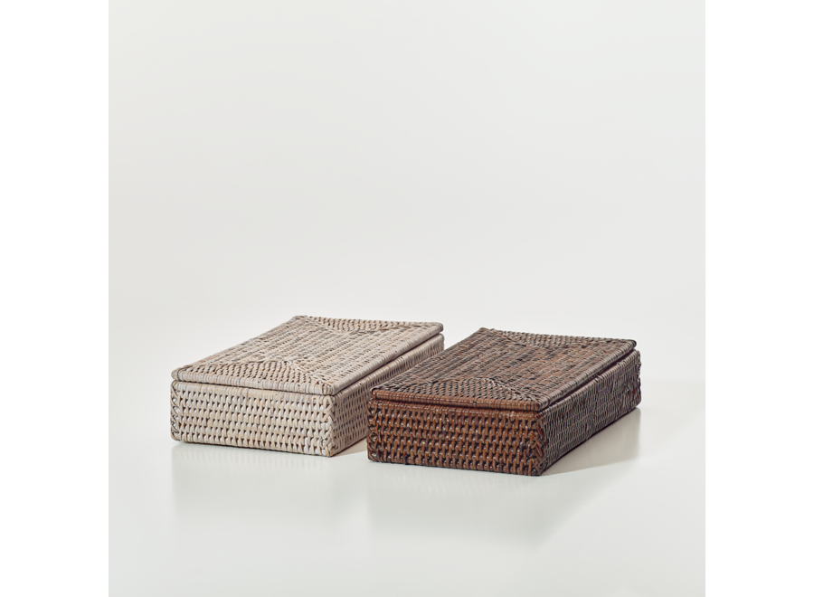 Aufbewahrungsbox mit Deckel 'Basket' - Light Rattan - S