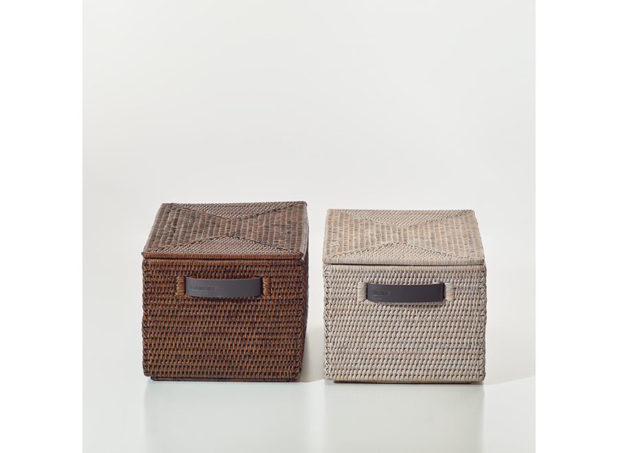 Panier avec couvercle  'Basket' - Dark Rattan