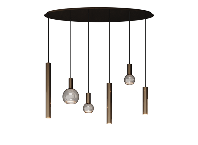 Hanging lamp 'Riva' Oval - Quartz - 6 lights Segula light package
