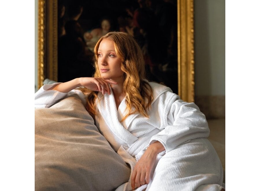 Peignoir 'Bee waffle' à capuche - Fog