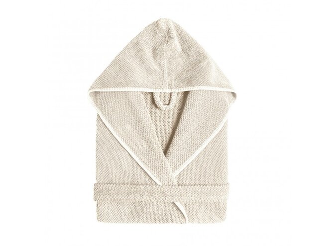 Badjas 'Bee waffle' met capuchon - Natural