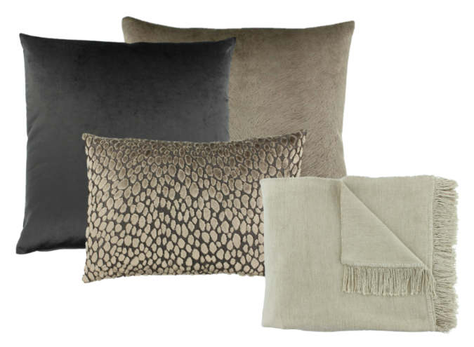 Combinaison de coussins & plaid Brown/Dark Taupe